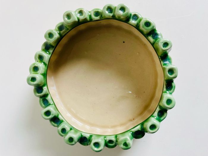 Vintage Green Bamboo Ceramic Serving Dish Decorative Leaf Plate