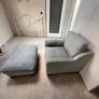 Duck egg blue armchair and matching footstool Image 2