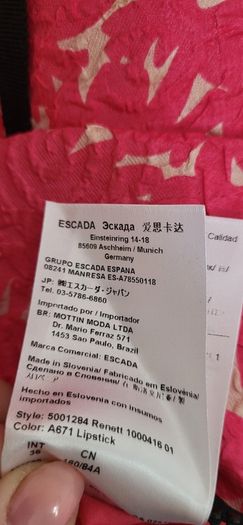 ESCADA SPORT fuschia silk mix 2-way full zip skirt Sz 36 (Fit 10UK) - Rrp 345 (New)