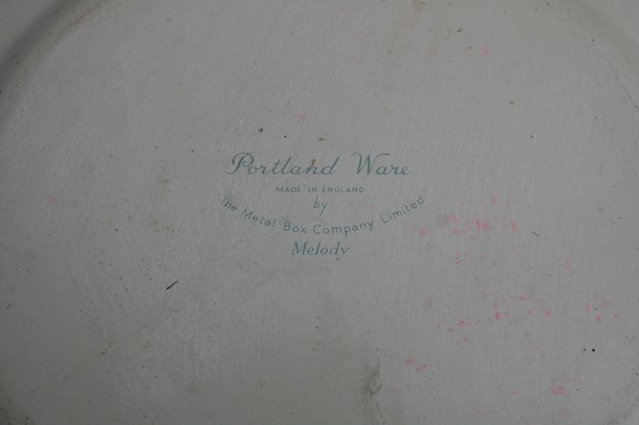 2 Antique Tin Plate Metal Box Co Portland Ware MELODY Shepherds Romantic 10" Wear