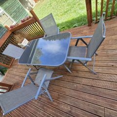 5ft Glass Top Patio Dining Set