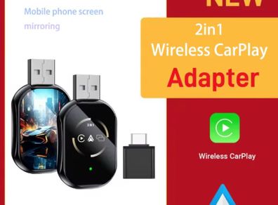 3In1 Wireless Carplay Adapter Airplay Wireless Android Auto USB Dongle Plug Wired Carplay To Wireless Mirrored screen casting