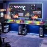 120x50cm Gaming Desk with LED Lights & Power Outlets,Black Storage Shelves, Dual Monitor Stand, Home Office & Study, Work from Home, Bedroom, Small Spaces, Dorm, Space-Saving, Students Image 3