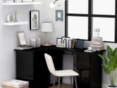 Corner Desk High Gloss Black 145x100x76 cm Chipboard