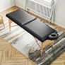 Height-Adjustable Massage Table, Wooden Frame, Folding Massage Bed, Foam Padding, Black Image 2