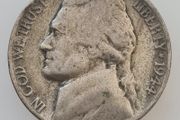 1944 United States Silver 5 Cents "Jefferson Wartime Nickel" 1st portrait
