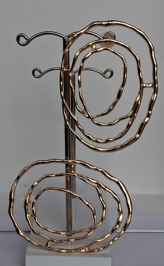 Gold Organic Abstract Concentric Oval Textured Hoop Earrings