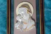 Framed Wall Plaque Of Madonna With Child .
