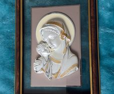 Framed Wall Plaque Of Madonna With Child .