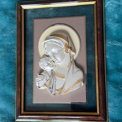 Framed Wall Plaque Of Madonna With Child .