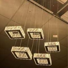 L.E.D. 5 piece Crystal chandelier. Brand new in box