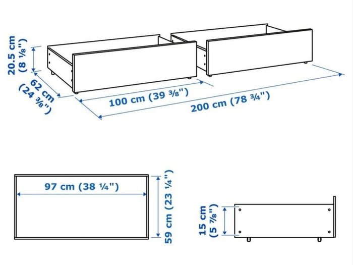 IKEA MALM Under Bed Storage Drawers
