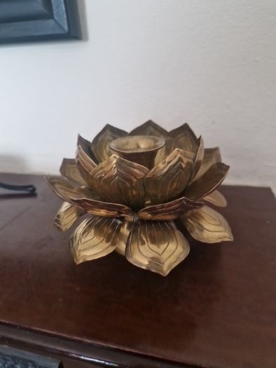 vintage brass lotus flower candle holder