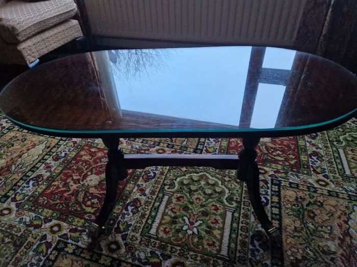Solid mahogany/glass top coffee table