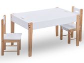3 Piece Kids Storage Chalkboard Table Chair Set Black and White