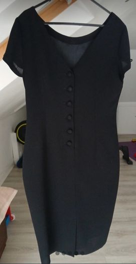 NEXT black below knee dress with covered black buttons down the back