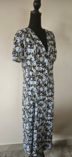 Floral print tie waist midi dress