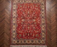 This is a nice hand knotted carpet but different from recent carpet posts. Modern hand knotted carpets try to copy this slightly faded and aged look.