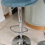 Pair of teal velvet bar stools Image 3