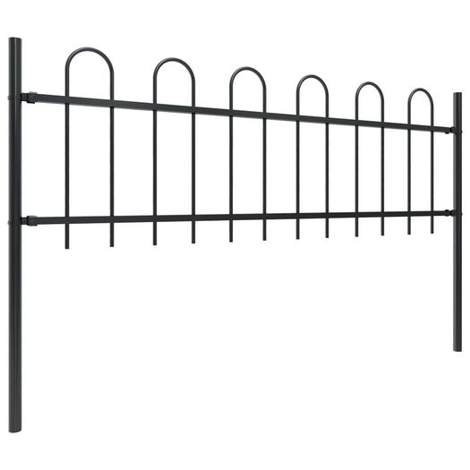 Garden Fence with Hoop Top Steel 13.6x0.6 m Black