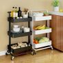 3 Tier Storage Trolley on Wheels Cart Kitchen Utility Rolling Rack Tray Shelf for Kitchen Bathroom Laundry and Office (Black) Image 2