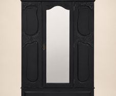 Victorian antique solid wood wardrobe with mirrored door