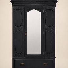 Victorian antique solid wood wardrobe with mirrored door