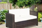 Two-Seater Rattan Sofa - Brown