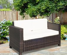 Two-Seater Rattan Sofa - Brown