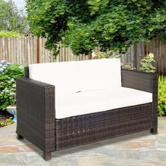 Two-Seater Rattan Sofa - Brown