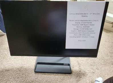 Lenovo IdeaCentre AIO 27 Ryzen 5 SSD Desktop PC Windows 11