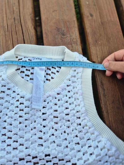 Bershka White Crochet Tie Top, Size UK8