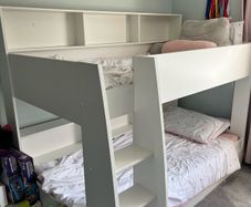 White Bunk beds with Shelving