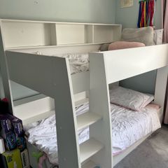 White Bunk beds with Shelving