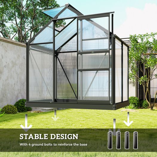 Walk-In Polycarbonate Green House 6 x 4ft