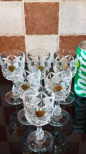 Set of 6 vintage Cristal d'Arques clear lead crystal wine or water goblet