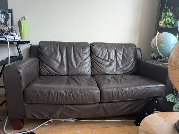 Brown Leather couches 162cm (2 available)