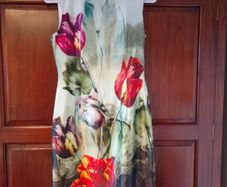 Satin floral print dress