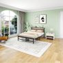 Double Bed Frame,Metal Platform Bed 135x190 cm,Brown No Box Spring Needed,Steel Slats Mattress Base,with Wood Storage Headboard,Noise Free,Black Double Bed Frame,Easy Assembly Image 5