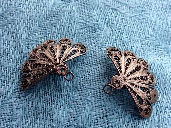 Clip on Fan and Leaf Earrings