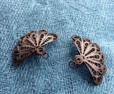 Clip on Fan and Leaf Earrings