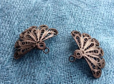 Clip on Fan and Leaf Earrings