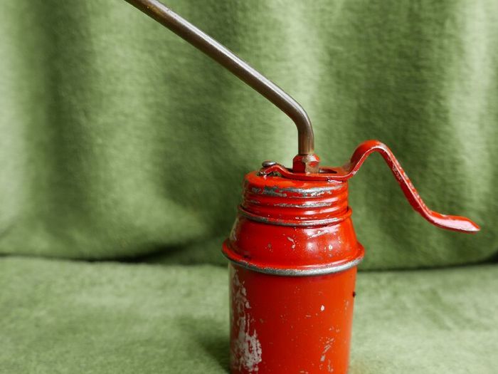 Vintage Red Oil Can, Pump