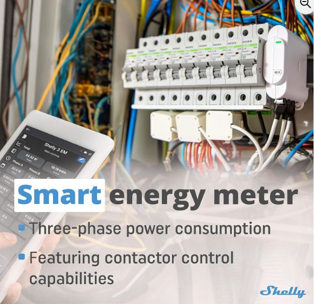 Shelly 3EM | WiFi 3 Channel Smart Energy Meter With Contractor Control