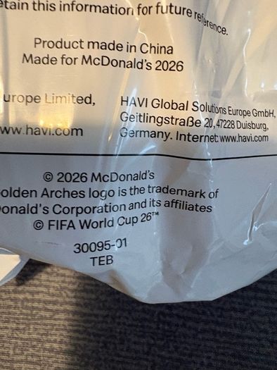 FIFA World Cup 2026 McDonald's cups and Coca Cola stickers.