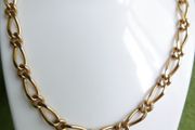 Vintage Decorative Gold Plated Figaro Chain Necklace L-24"