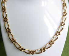 Vintage Decorative Gold Plated Figaro Chain Necklace L-24"