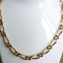 Vintage Decorative Gold Plated Figaro Chain Necklace L-24"