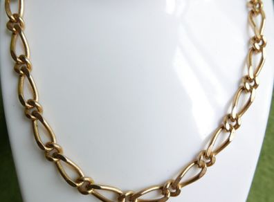 Vintage Decorative Gold Plated Figaro Chain Necklace L-24"