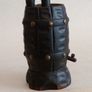 Vintage Brass Studded Carved Oak Barrel Cigarette Dispenser Image 2